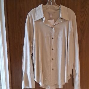 H&M Beige Button-Up Shirt